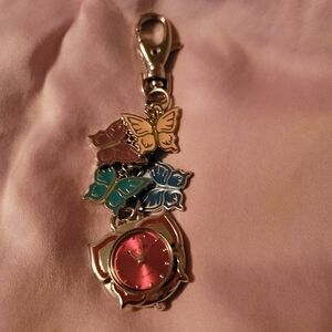 Colorful Butterfly Charm Keychain with‎ Red Watch